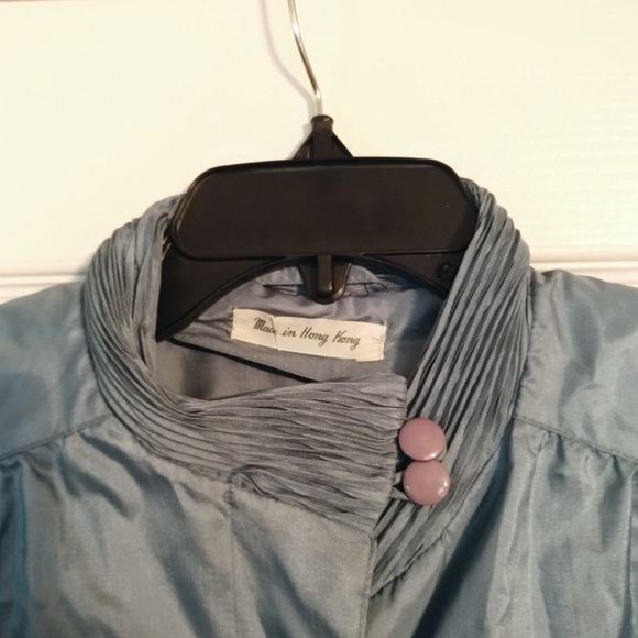 CLAUDIA BARNES Size S Blue Vintage Trench Coat - Picture 2 of 6